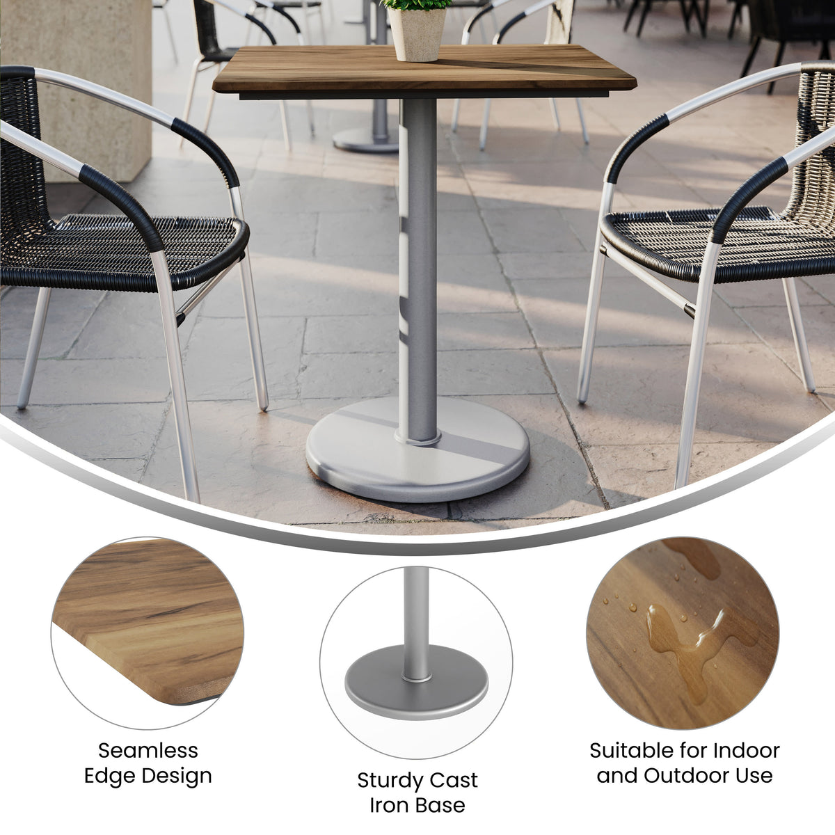 24" x 30" Commercial All-Weather Seamless Surface Tabletop with Base - Image 3