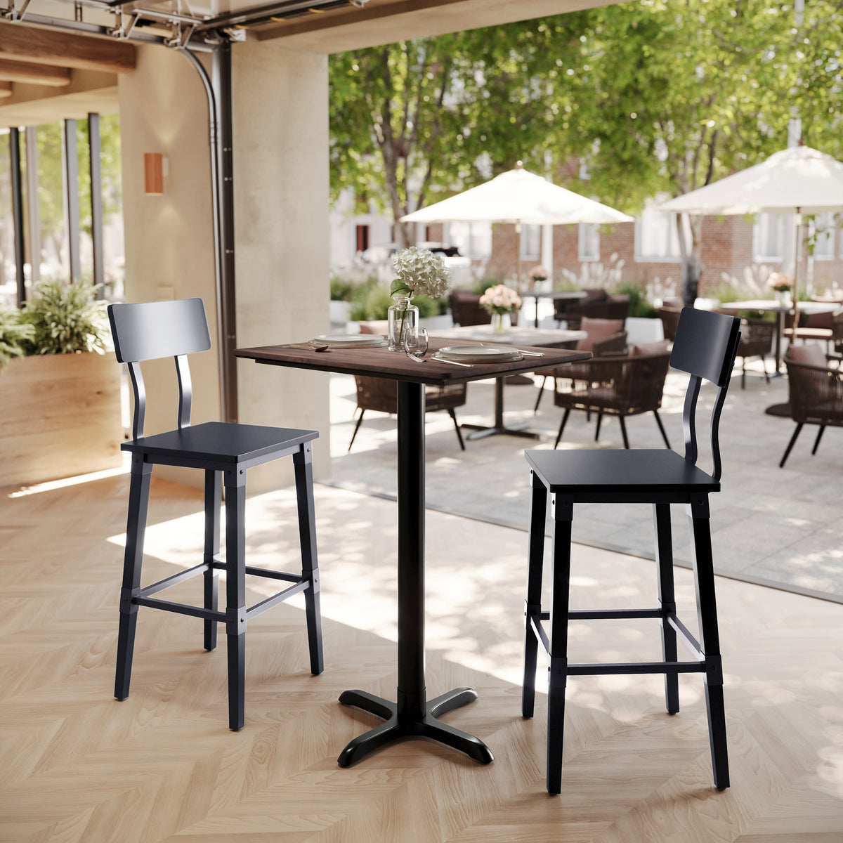 24" x 30" Commercial Seamless Surface Tabletop with Bar Height Crisscross Base - Image 2