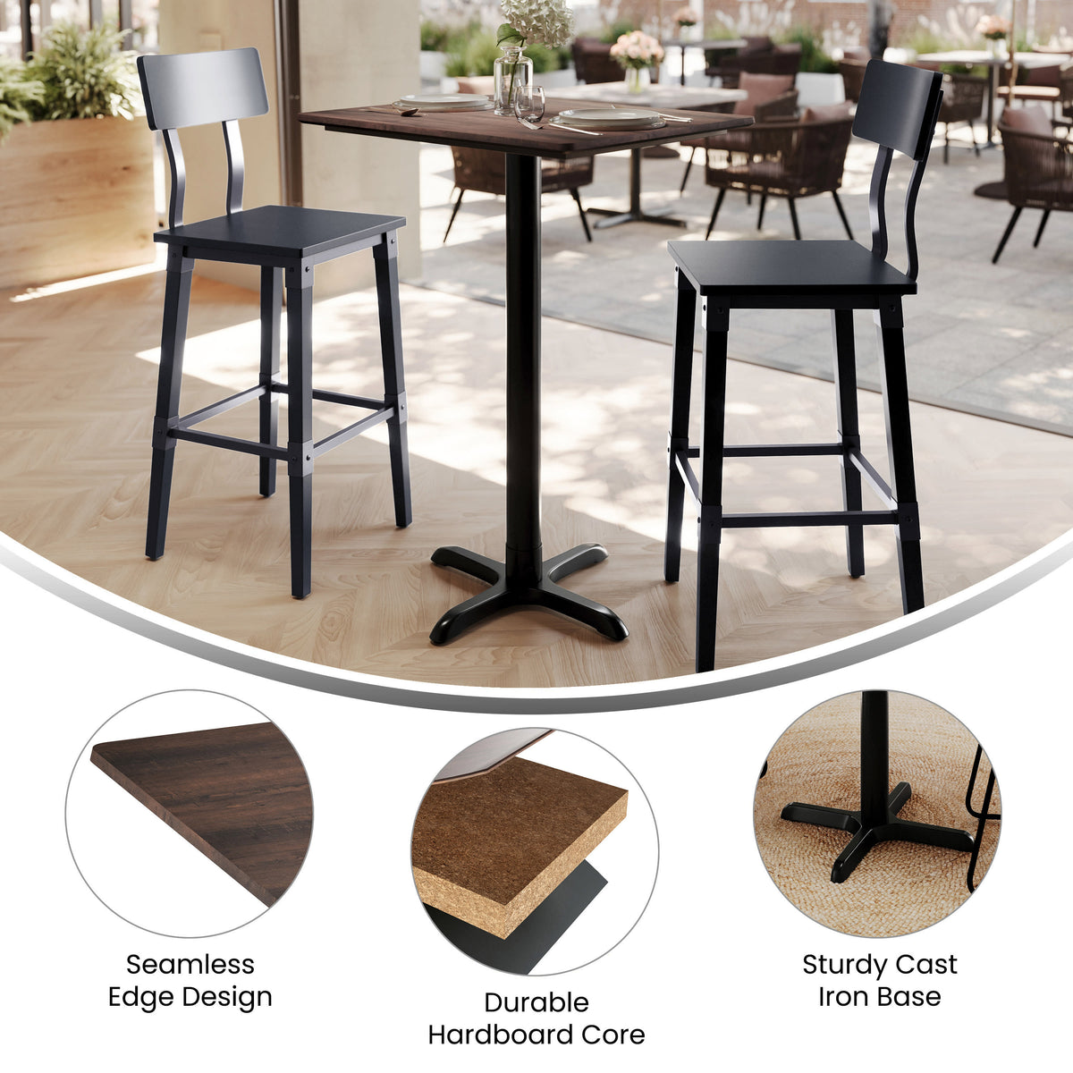 24" x 30" Commercial Seamless Surface Tabletop with Bar Height Crisscross Base - Image 3