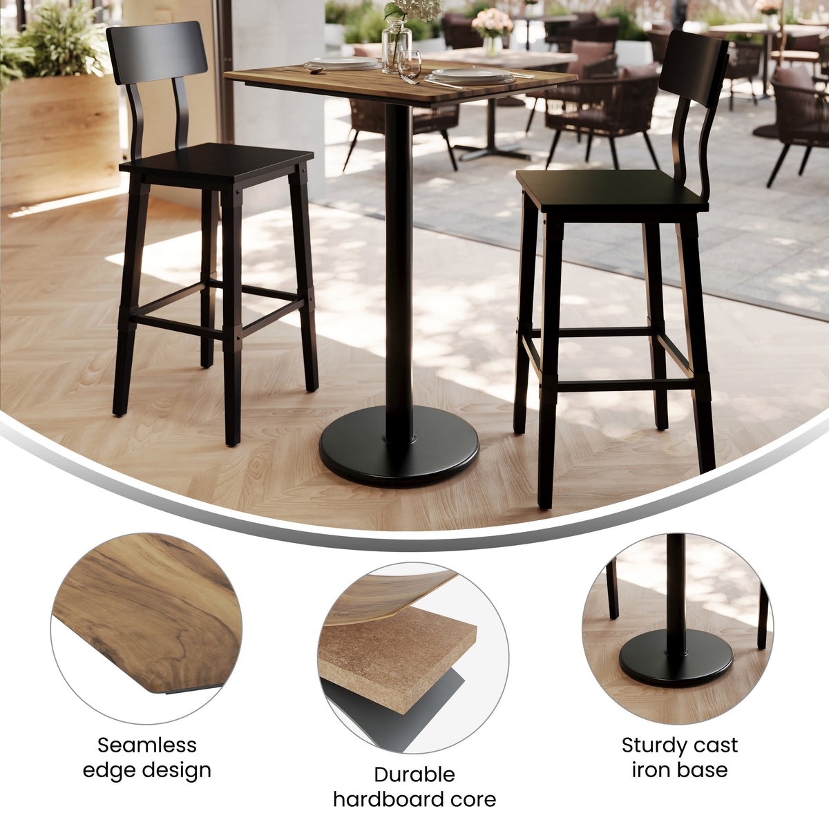24" x 30" Commercial Seamless Surface Tabletop with Bar Height Base - Image 3