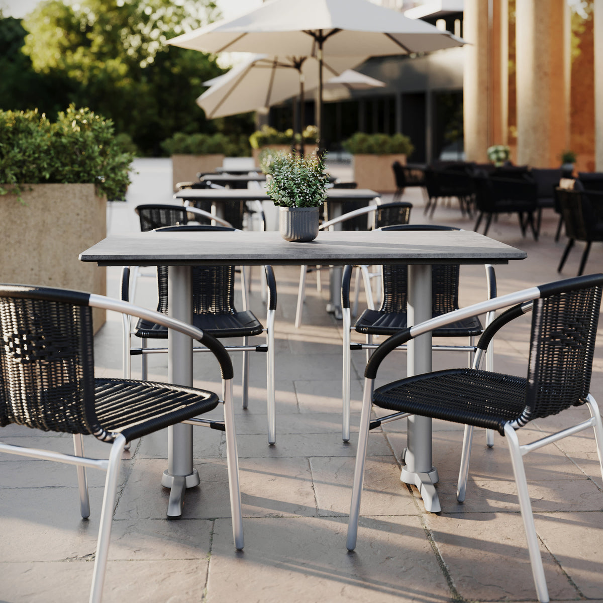 30" x 48" Commercial All-Weather Seamless Surface Tabletop with Dual T Bases - Image 2
