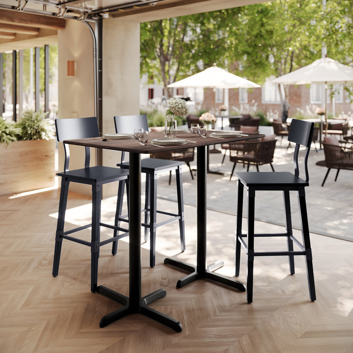 30" x 48" Commercial Seamless Surface Tabletop with Bar Height Crisscross Base - Image 2