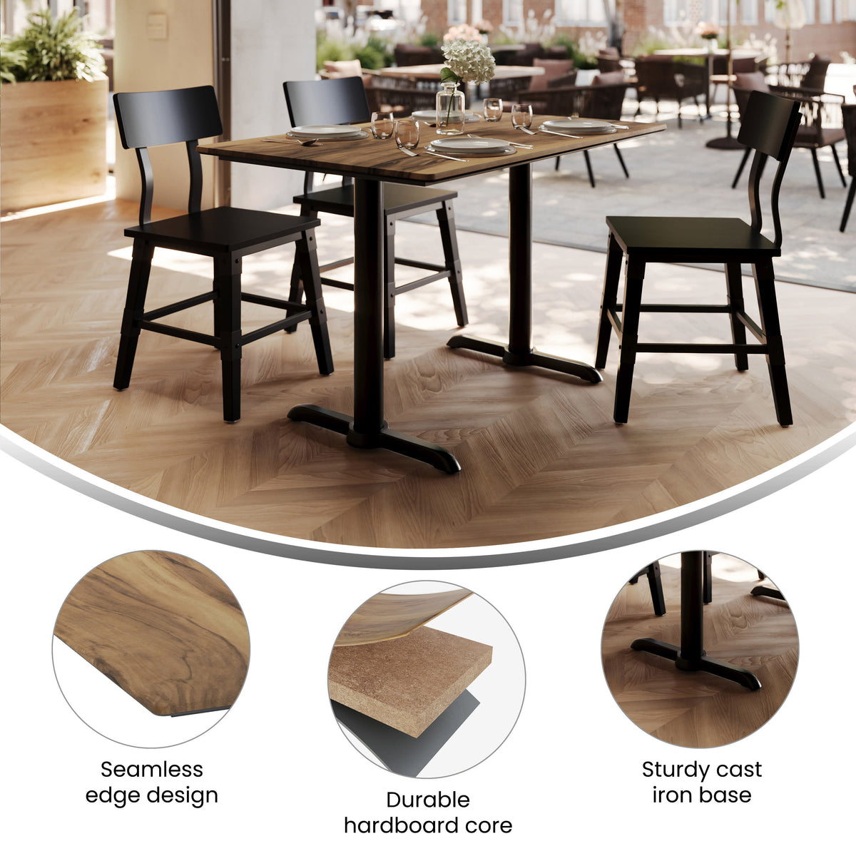 30" x 48" Commercial Seamless Surface Tabletop with Table Height Dual T Bases - Image 3