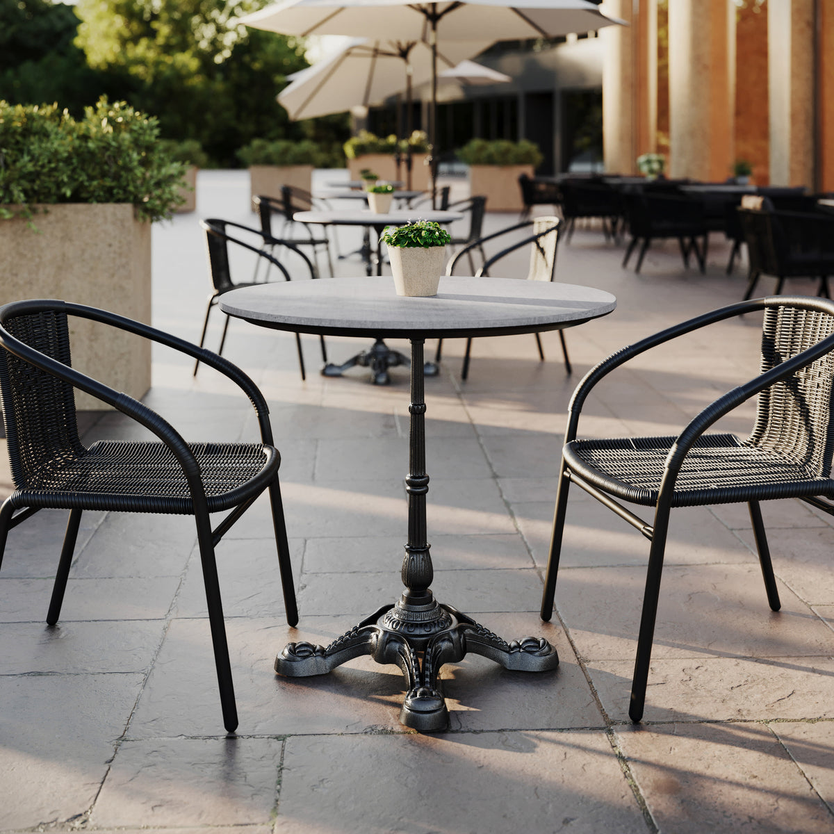 31.5" Round Commercial All-Weather Seamless Surface Tabletop with Bistro Base - Image 2