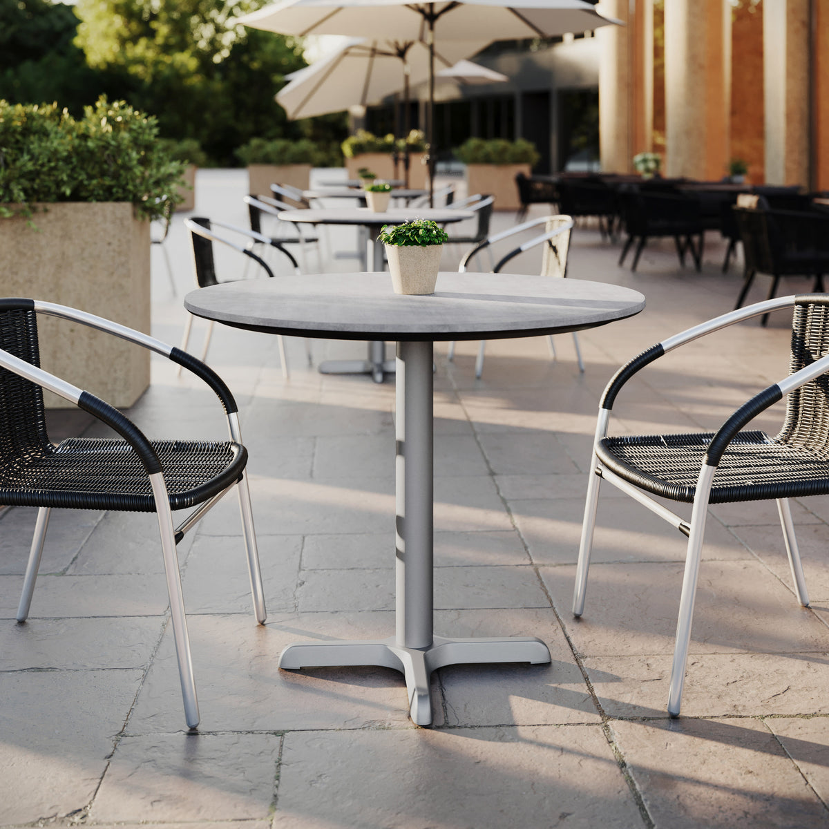 31.5" Round All-Weather Seamless Surface Tabletop with Crisscross Base - Image 2