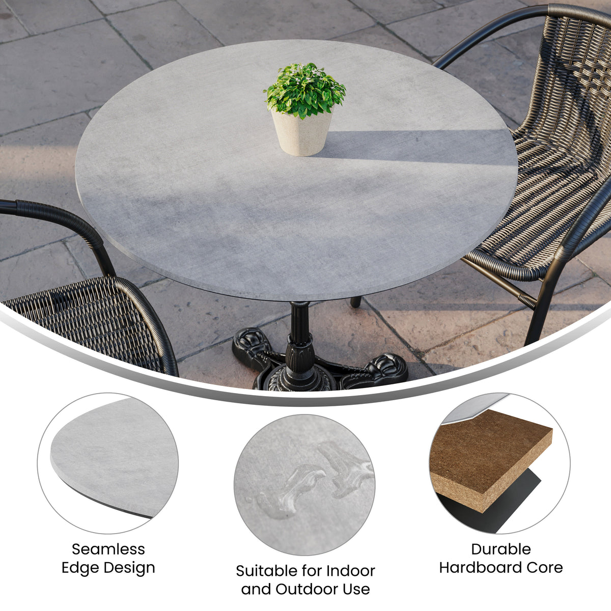 31.5" Round Seamless Surface Technology Scratch and Stain Resistant Tabletop - Image 3
