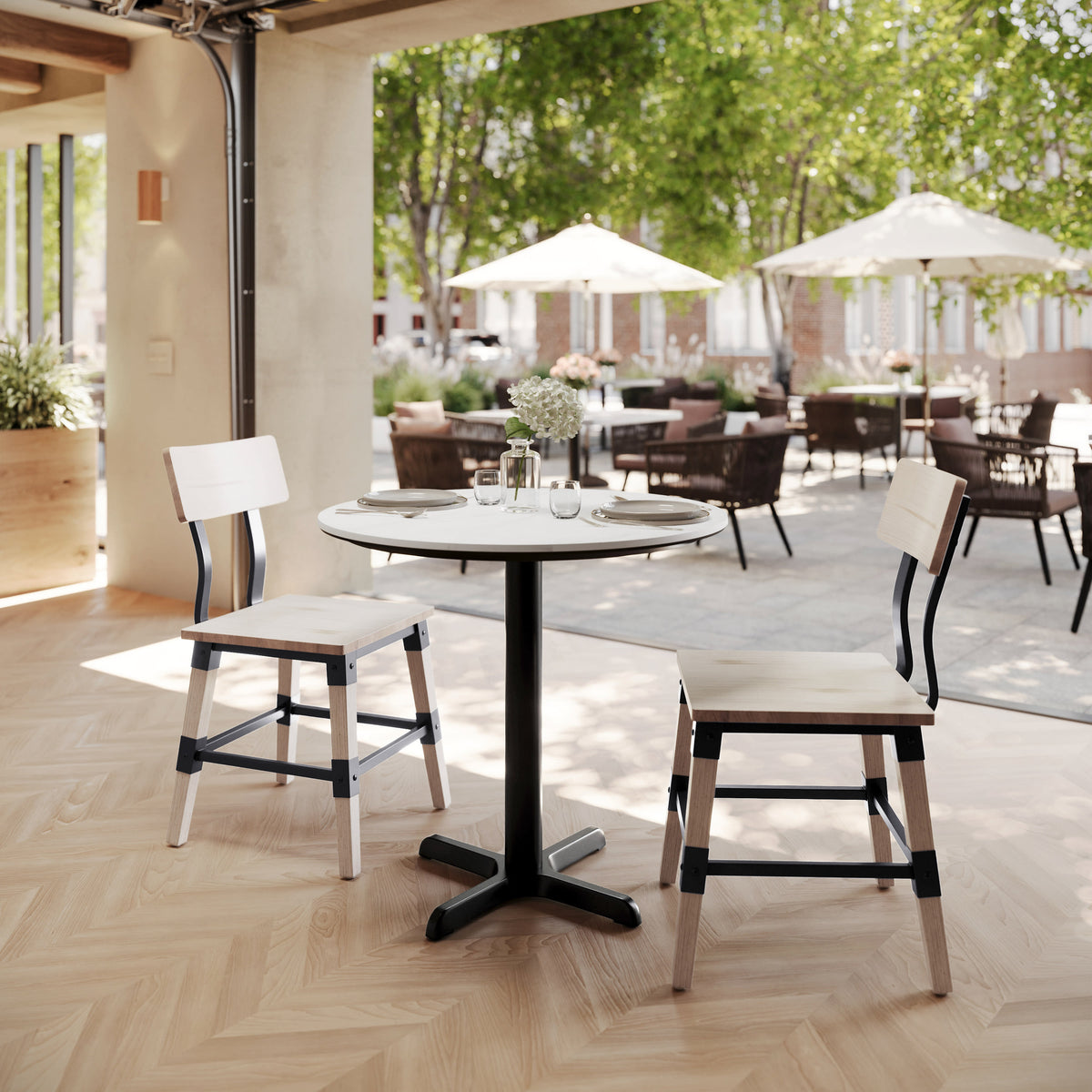 31.5" Round Seamless Surface Tabletop with Table Height Crisscross Base - Image 2