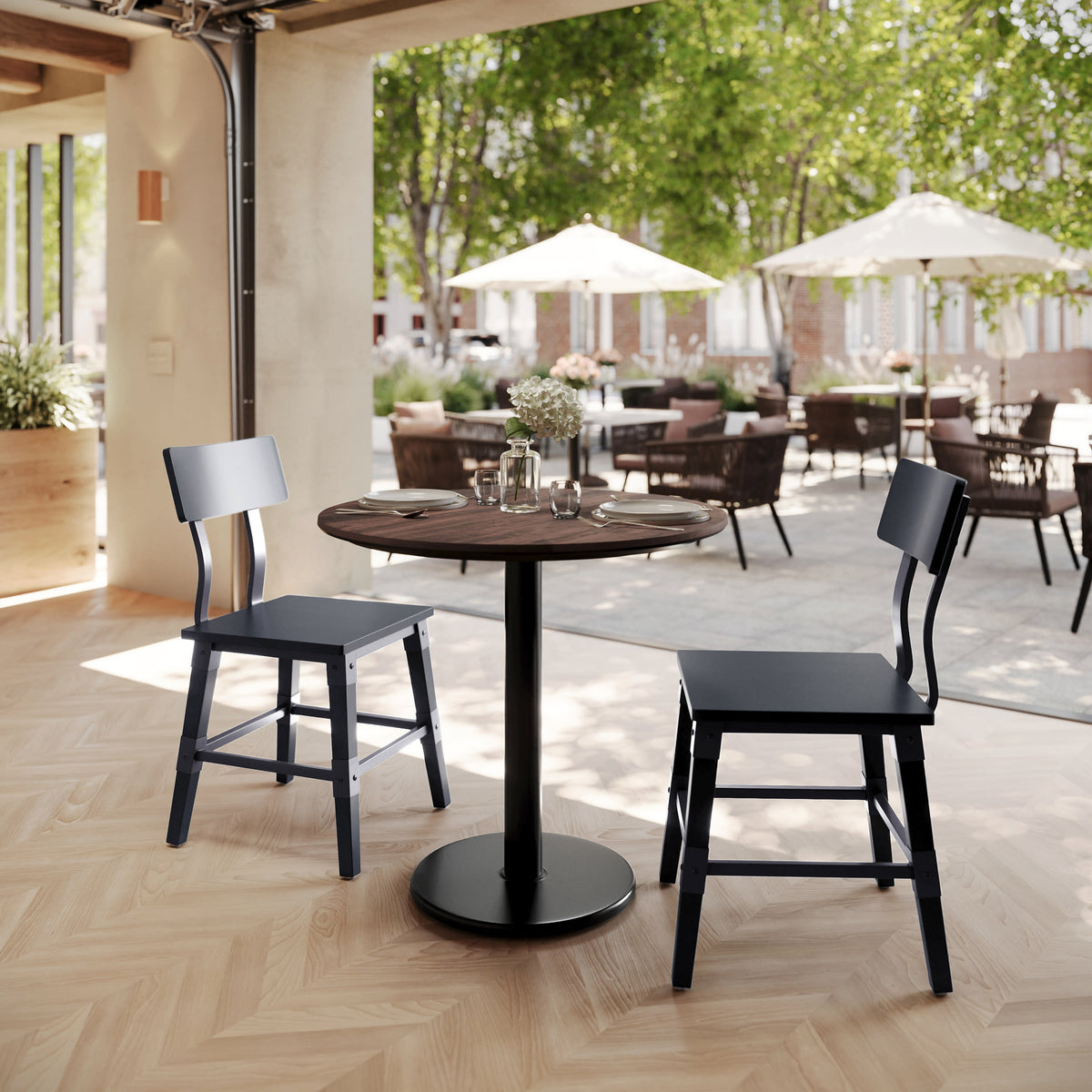 31.5" Round Commercial Seamless Surface Tabletop with Table Height Base - Image 2