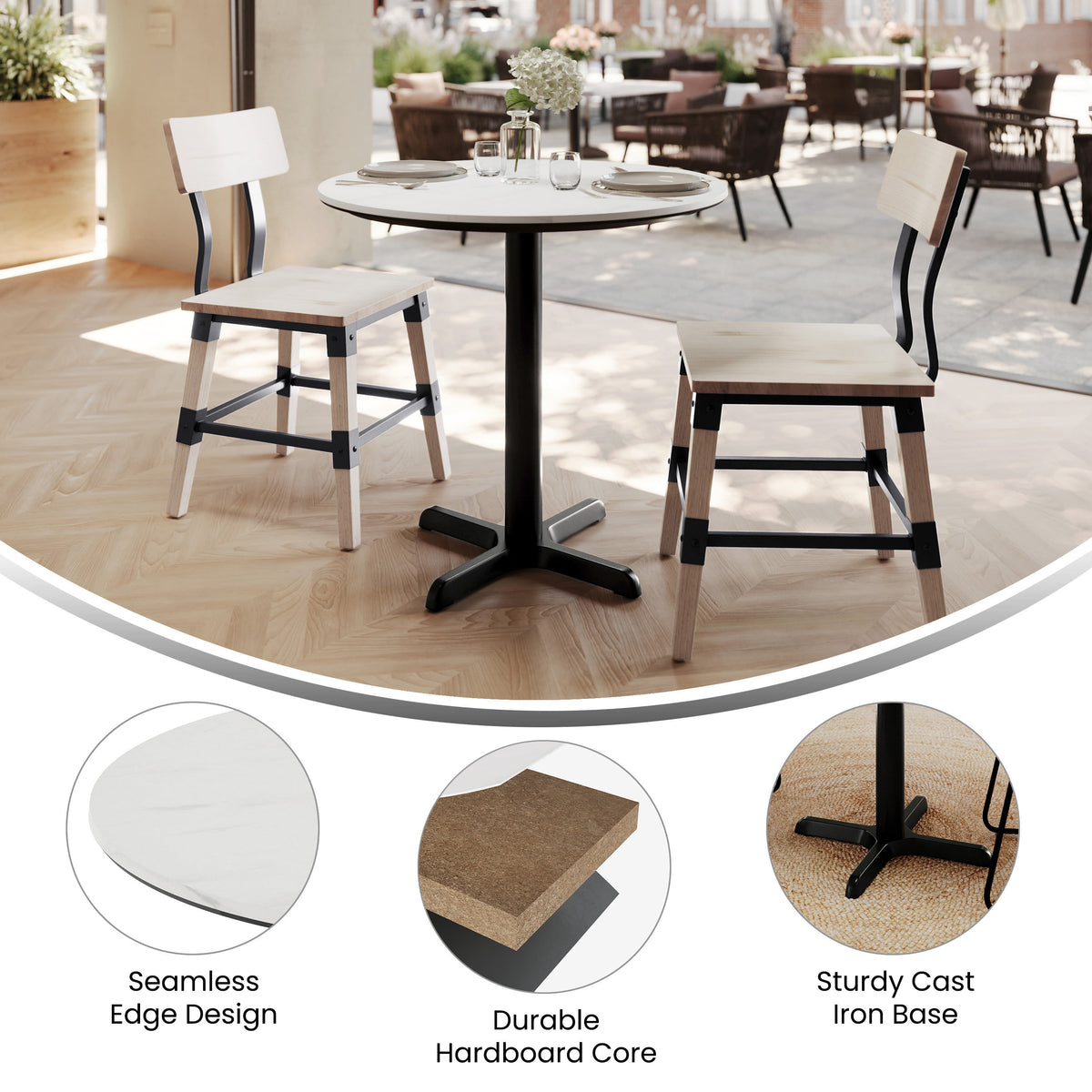 31.5" Round Seamless Surface Tabletop with Table Height Crisscross Base - Image 3
