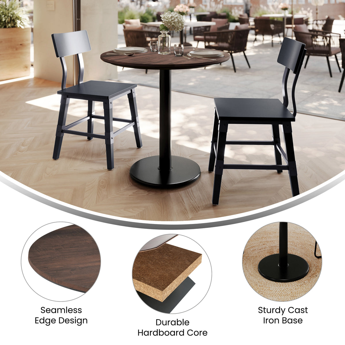 31.5" Round Commercial Seamless Surface Tabletop with Table Height Base - Image 3