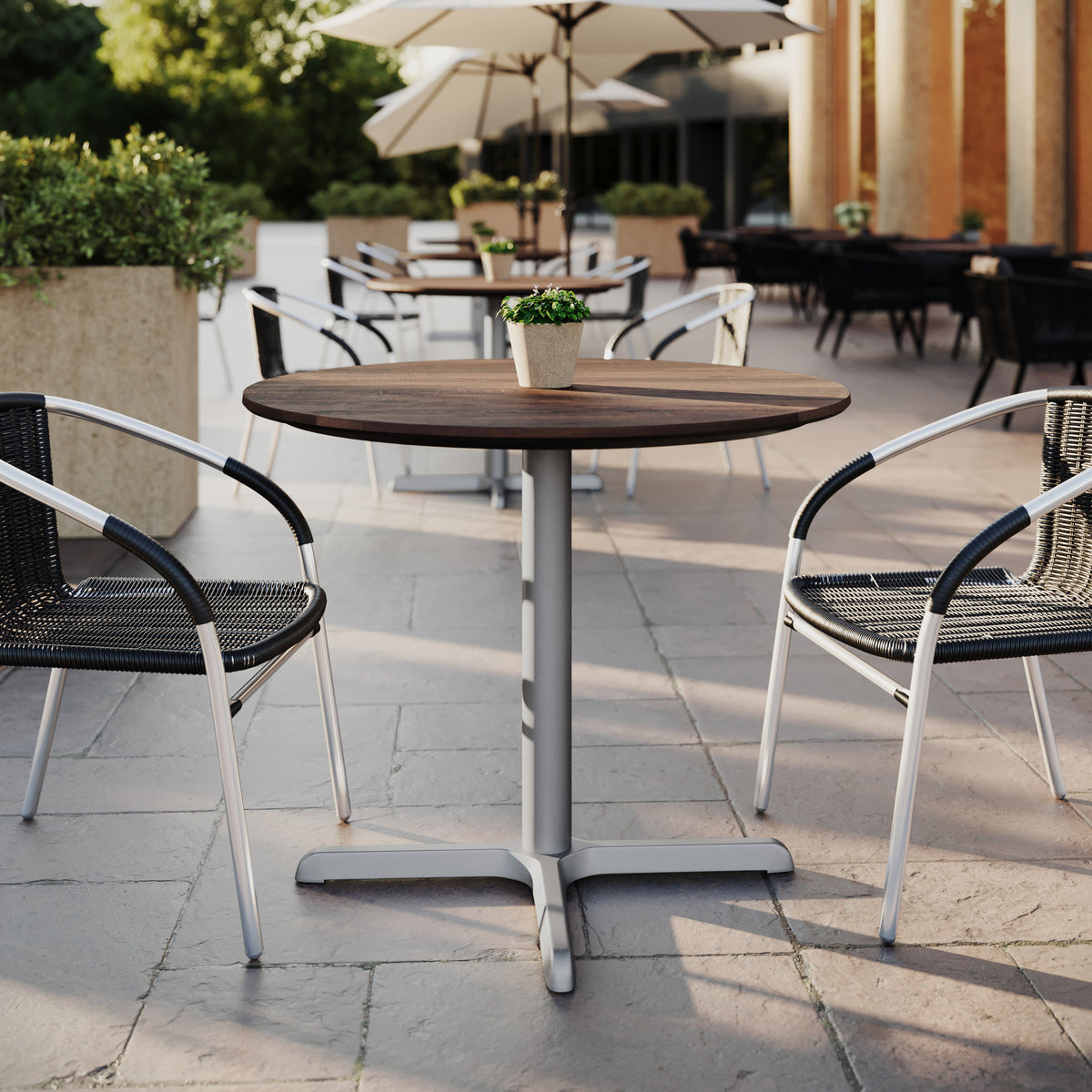 36" Round Commercial All-Weather Seamless Surface Tabletop with Crisscross Base - Image 2