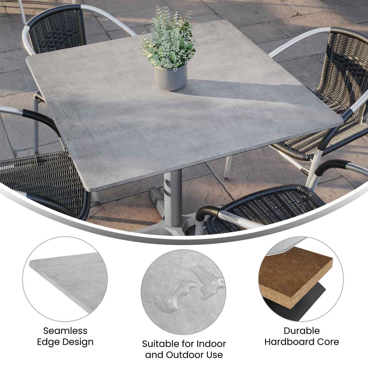 36" Square Seamless Surface Technology Scratch and Stain Resistant Tabletop - Image 3