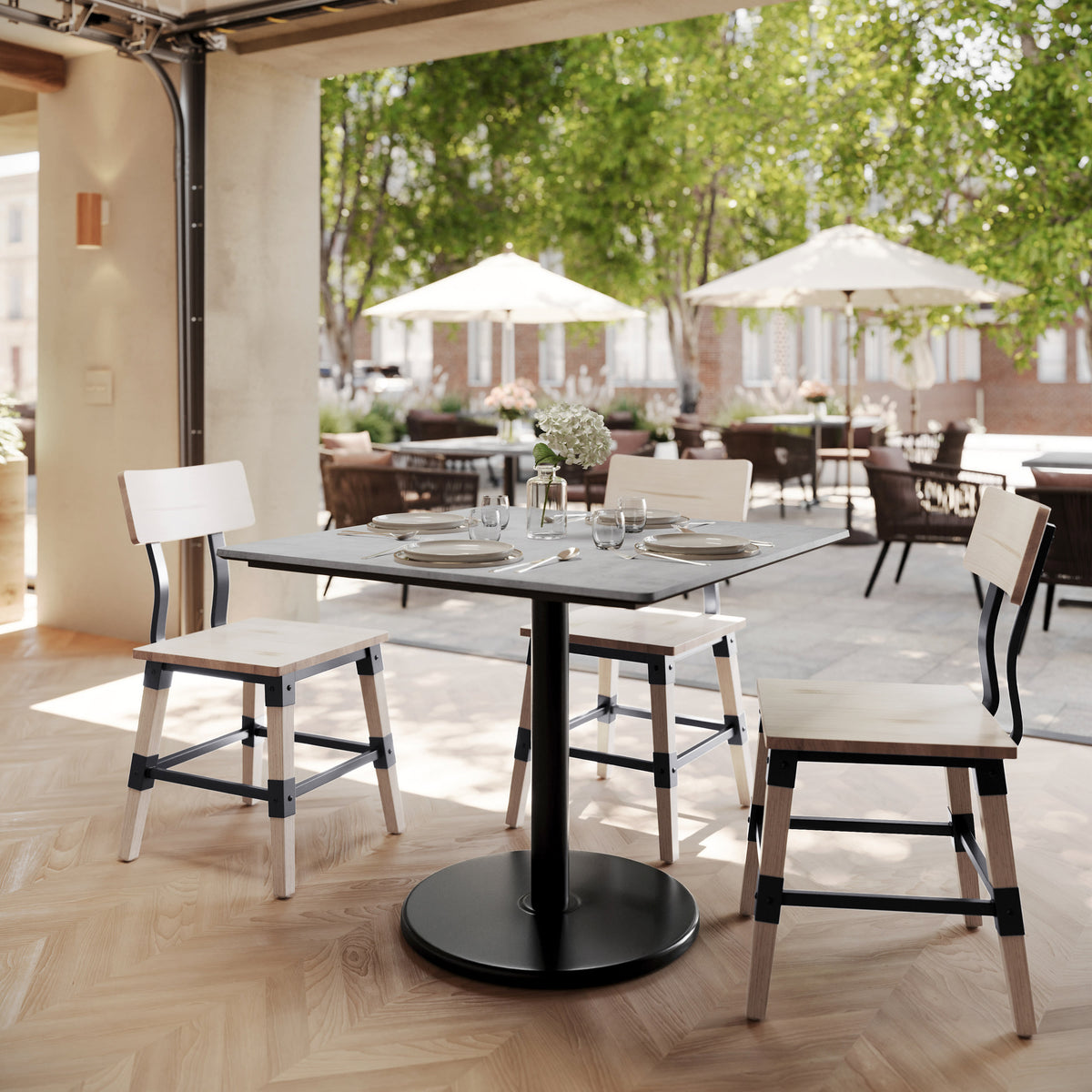 36" Square Commercial Seamless Surface Tabletop with Table Height Base - Image 2