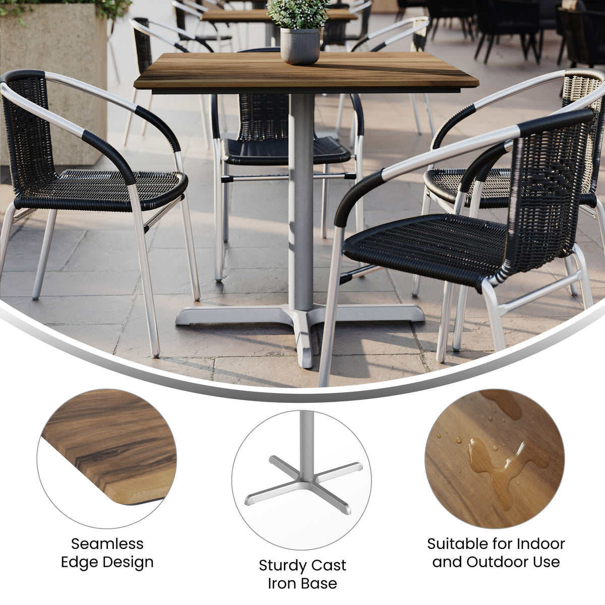36" Square Seamless Surface Tabletop with Table Height Crisscross Base - Image 3
