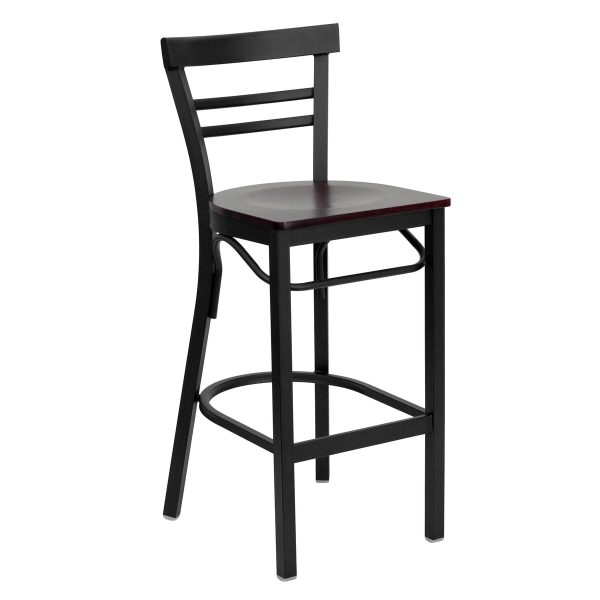 Two-Slat Ladder Back Metal Restaurant Barstool