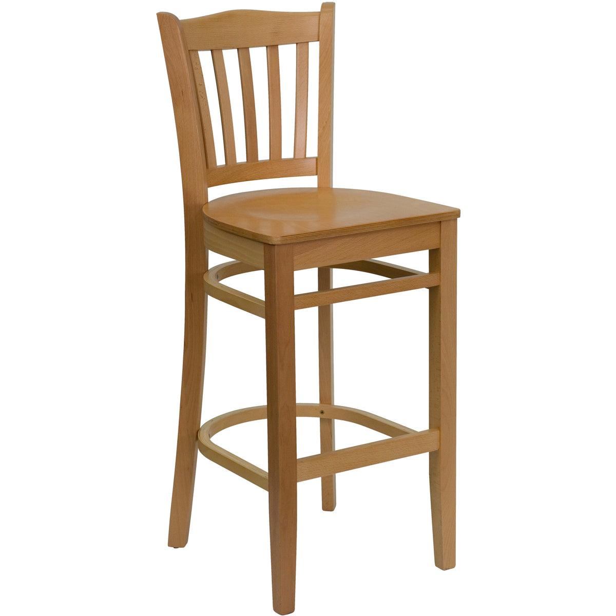 Vertical Slat Back Wooden Restaurant Barstool - Hospitality Seating