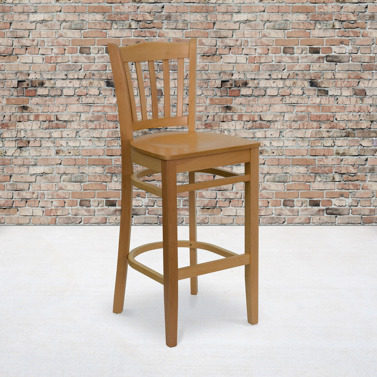 Vertical Slat Back Wooden Restaurant Barstool - Hospitality Seating - Image 2