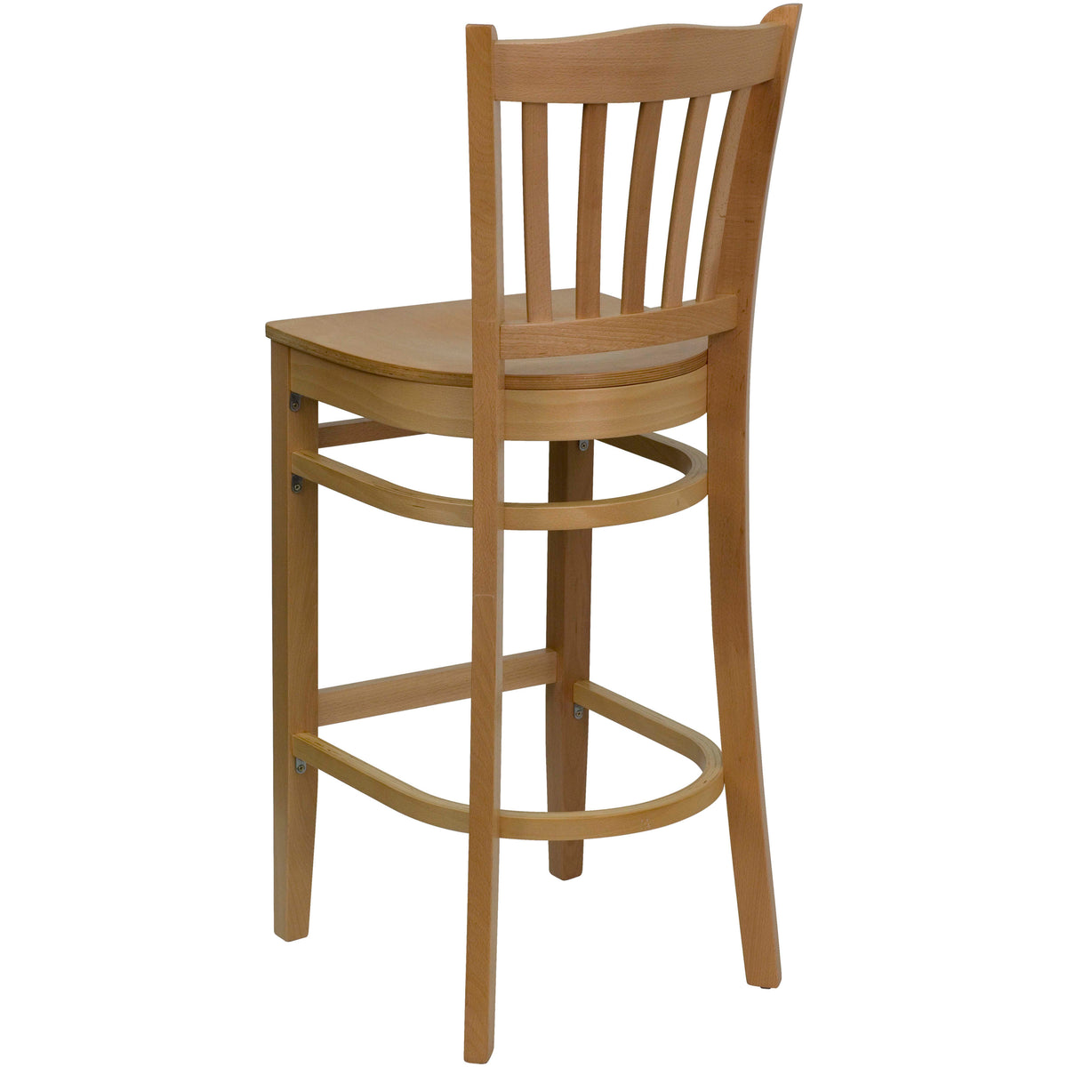 Vertical Slat Back Wooden Restaurant Barstool - Hospitality Seating - Image 3