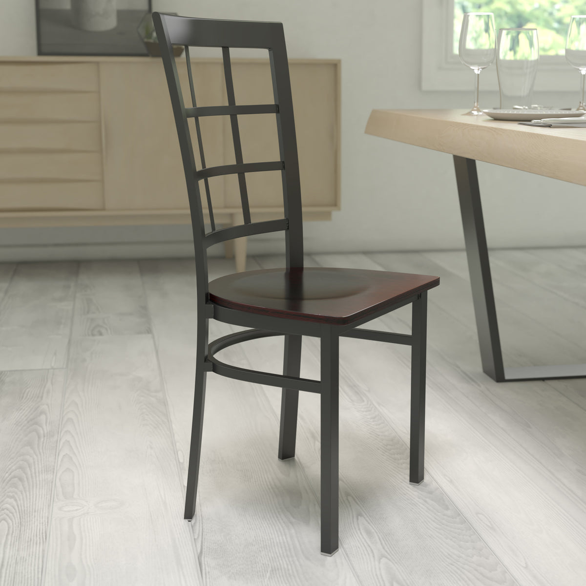 Window Back Metal Restaurant Chair - Image 3