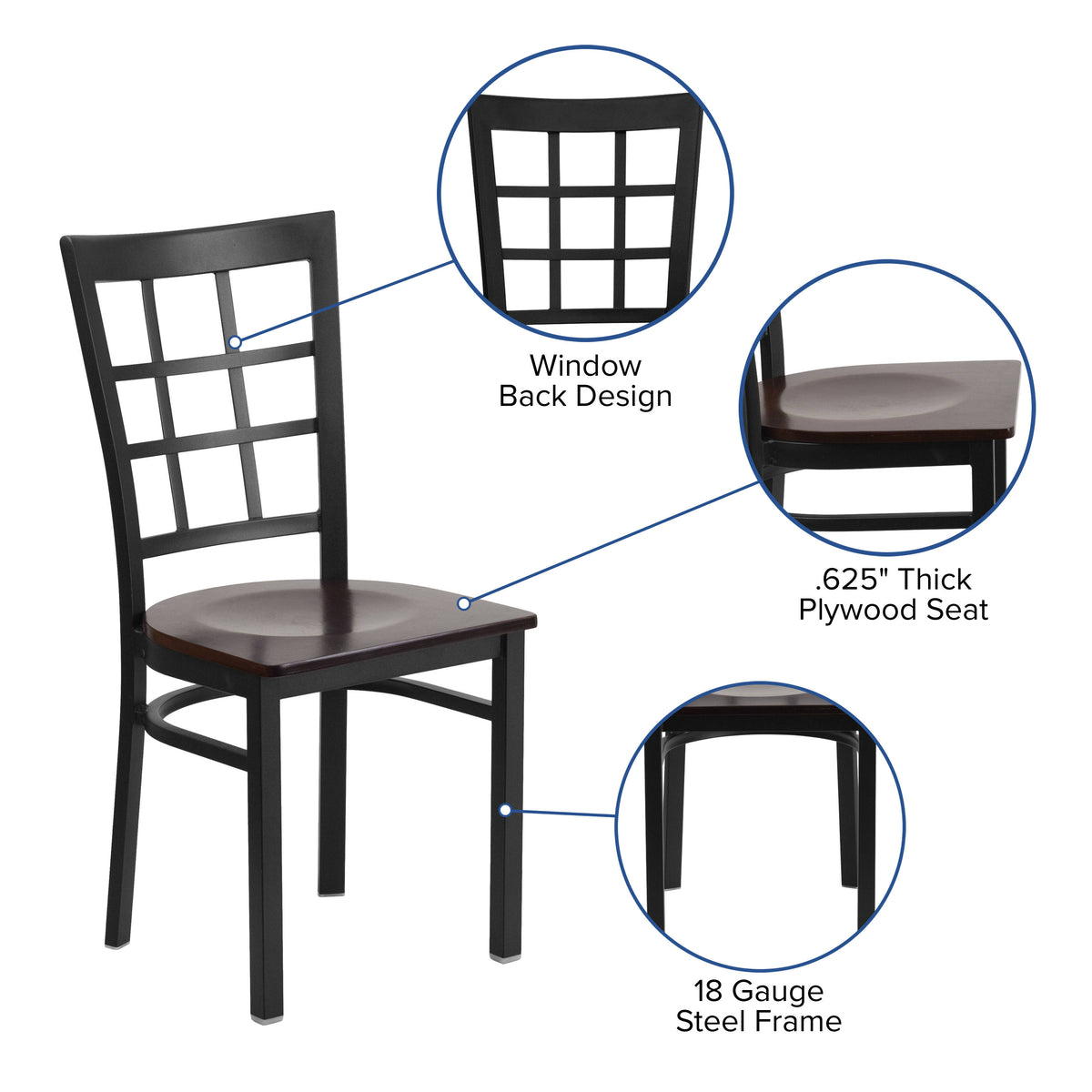 Window Back Metal Restaurant Chair - Image 4