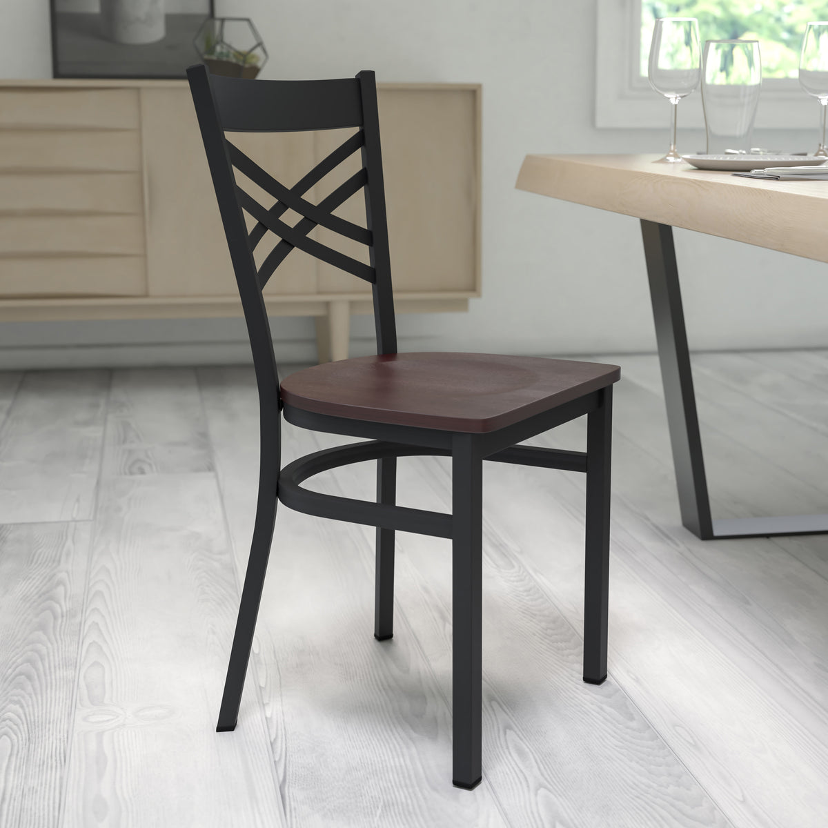 X Back Metal Restaurant Chair - Image 2