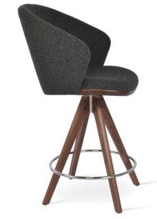 sohoConcept Athena Pyramid Wood Swivel Stool Counter & Bar