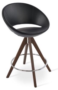 sohoConcept Crescent Pyramid Wood Swivel Stool Counter & Bar