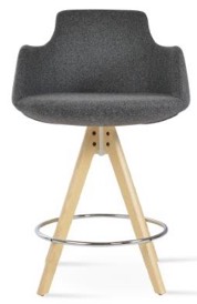 sohoConcept Dervish Large Pyramid Wood Counter&bar Swivel Stool