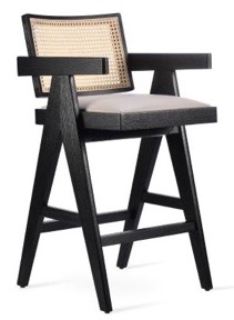 sohoConcept Pierre J. Arm Counter Stool Pierre J.arm Bar Stool Soft Seat & Back Natural Cane